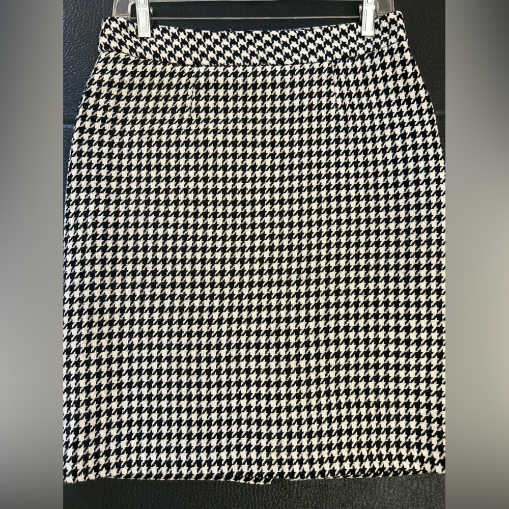 Pencil Houndstooth pattern wool skirt
